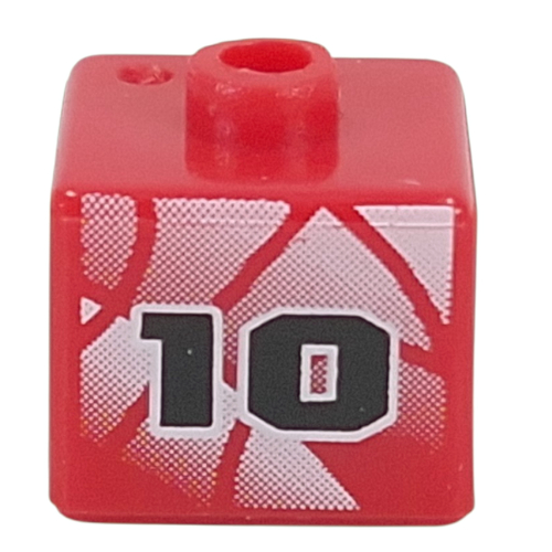 Pen Bead, Square with Jersey, White Shapes, Black '10' print Rot