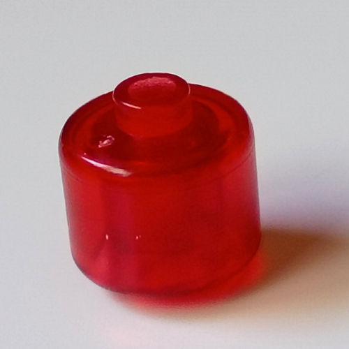 Pen Bead, Round Large, Curved Edges / Cylinder Trans-Red