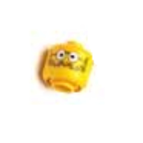 Pen Bead, Round Large, Curved Edges / Cylinder with Minifig Head with White Glasses, Beard Print Gelb