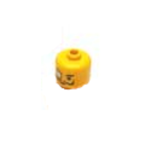 Pen Bead, Round Large, Curved Edges / Cylinder with Minifig Head with Monocle, Moustache Print Gelb