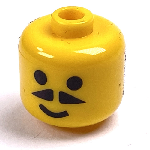 Stiftperle, rund groß, gebogene Kanten / Zylinder mit Minifigur-Kopf mit Schnurrbart (bedruckt) Gelb