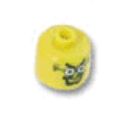 Pen Bead, Round Large, Curved Edges / Cylinder with Minifig Head with Glasses and Goatee Print Yellow