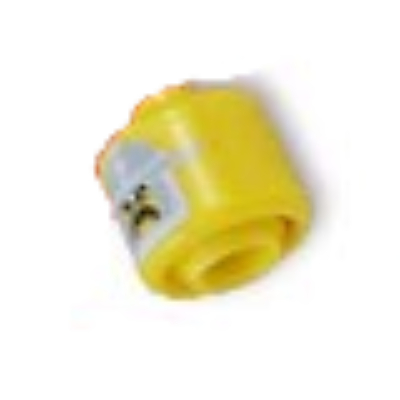 Pen Bead, Round Large, Curved Edges / Cylinder with Minifig Head with Silver Helmet Print Gelb