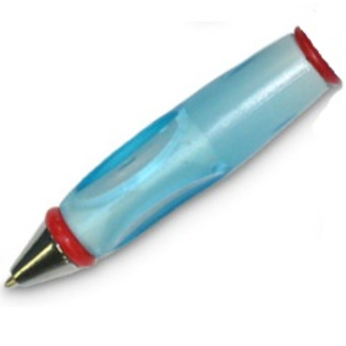 Pen Body, with Chrome Tip, Red Ends Trans-Light Blue
