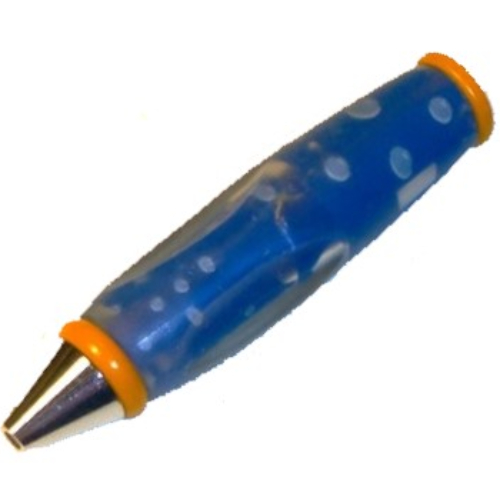 Pen Body, with Chrome Tip, Orange Ends, Bubbles Print Blau