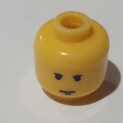 Pen Bead, Round Small, Curved Edges / Cylinder with Minifig Head with Luke Skywalker Print Yellow