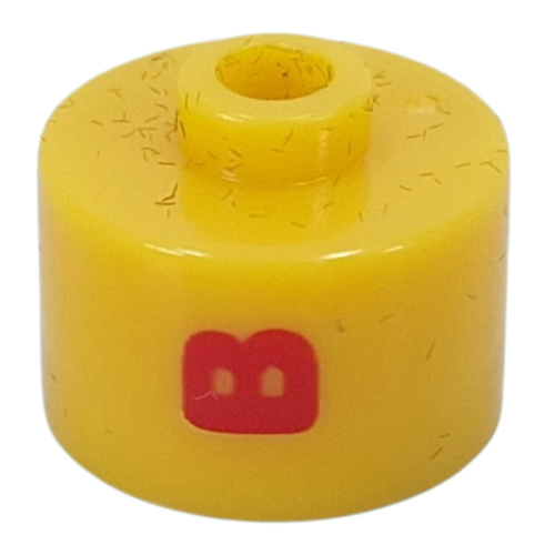 Pen Bead, Round Long, Flat Edge with Red 'B' print Gelb