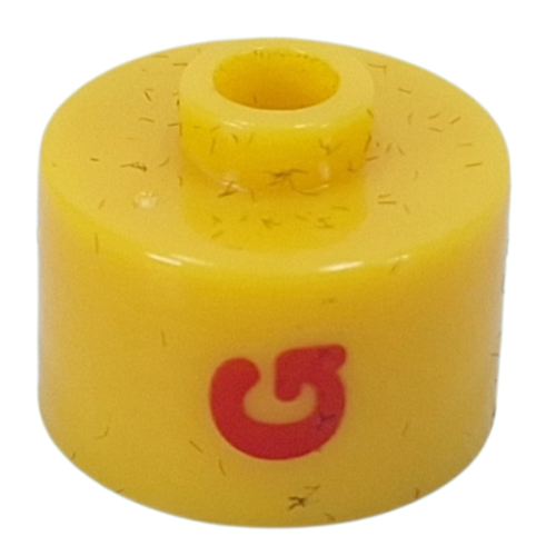 Pen Bead, Round Long, Flat Edge with Red 'G' print Yellow