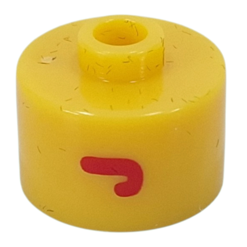 Pen Bead, Round Long, Flat Edge with Red 'J' print Gelb