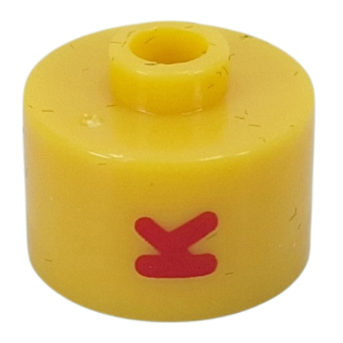 Pen Bead, Round Long, Flat Edge with Red 'K' print Yellow