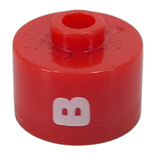 Pen Bead, Round Long, Flat Edge with White 'B' print Rot