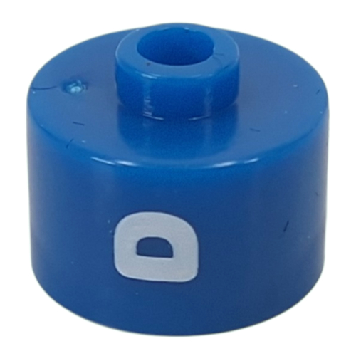 Pen Bead, Round Long, Flat Edge with White 'D' print Blue