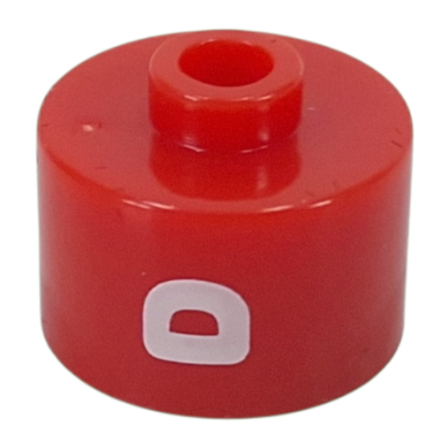 Pen Bead, Round Long, Flat Edge with White 'D' print Red