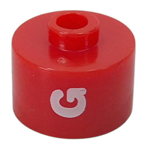 Pen Bead, Round Long, Flat Edge with White 'G' print Rot