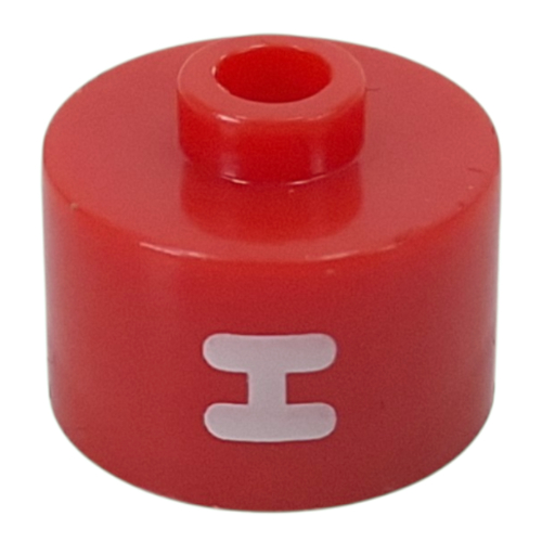 Pen Bead, Round Long, Flat Edge with White 'H' print Rot