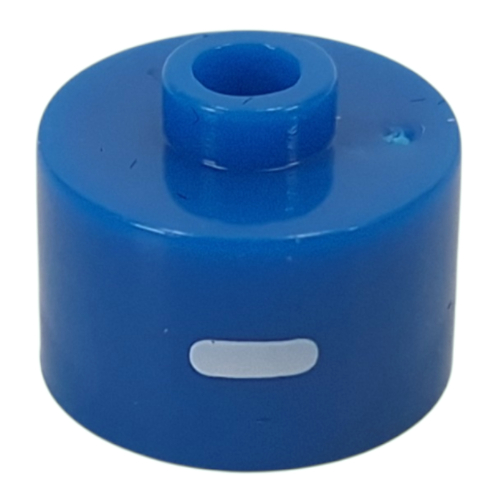 Pen Bead, Round Long, Flat Edge with White 'I' print Blau