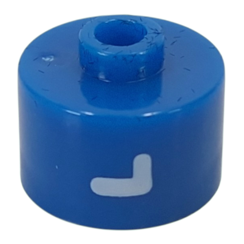 Pen Bead, Round Long, Flat Edge with White 'L' print Blue