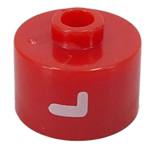 Pen Bead, Round Long, Flat Edge with White 'L' print Rot