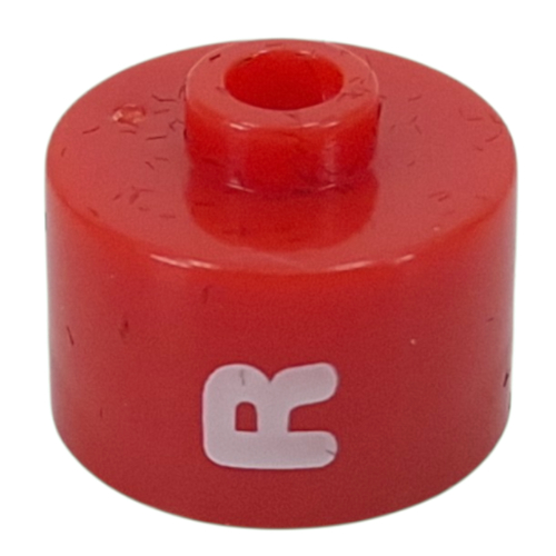 Pen Bead, Round Long, Flat Edge with White 'R' print Rot