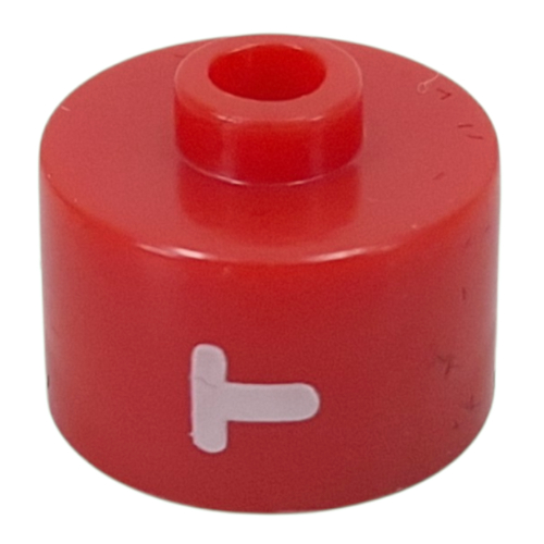 Pen Bead, Round Long, Flat Edge with White 'T' print Rot