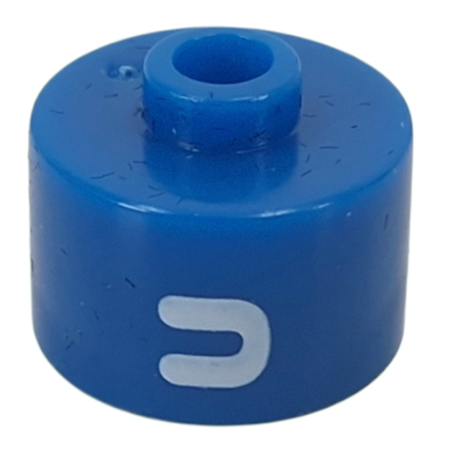 Pen Bead, Round Long, Flat Edge with White 'U' print Blue