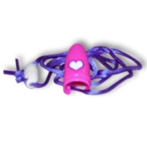 Pen Cap with Dark Purple String and Heart Print Medium Dark Pink