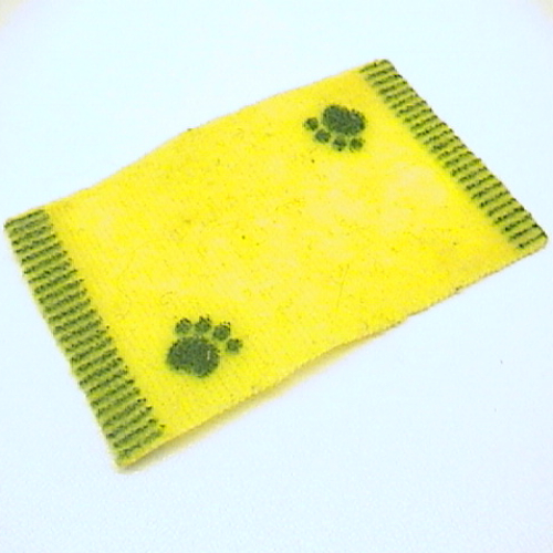 Belville, Rug / Mat 8 × 5, Green Edge Stripes and 2 Paw Print Yellow