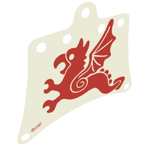 Sail, 12 × 10 with 7 Holes, Red Flying Dragon Print White
