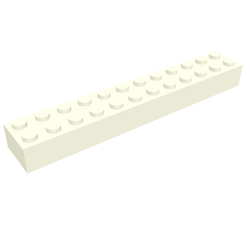 Brick 2 × 12 without Bottom Tubes, 1 End Slot