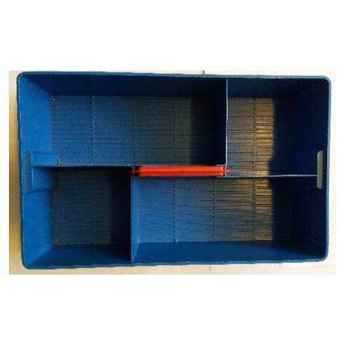 Storage Bin, Retractable Handle on Top, Reinforced Short Sides, Studs on Bottom - LEGO Logo Print Blue