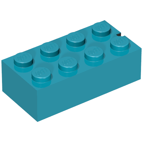 Brick 2 × 4 without Bottom Tubes, Slotted (with 1 slot) Vintage Blue