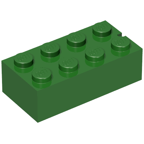 Brick 2 × 4 without Bottom Tubes, Slotted (with 1 slot) Vintage Green