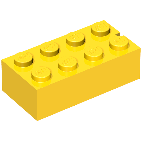 Brick 2 × 4 without Bottom Tubes, Slotted (with 1 slot) Vintage Yellow