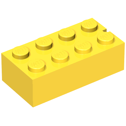 Brick 2 × 4 without Bottom Tubes, Slotted (with 1 slot) Gelb