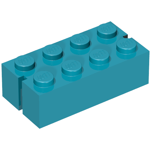Brick 2 × 4 without Bottom Tubes, Slotted (with 2 slots) Vintage Blue