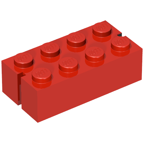 Brick 2 × 4 without Bottom Tubes, Slotted (with 2 slots) Vintage Red