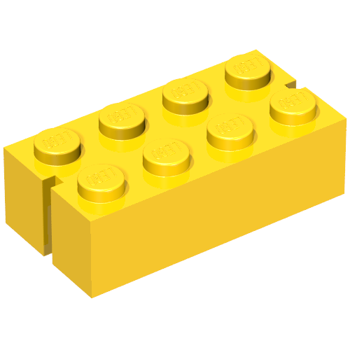 Brick 2 × 4 without Bottom Tubes, Slotted (with 2 slots) Vintage Yellow