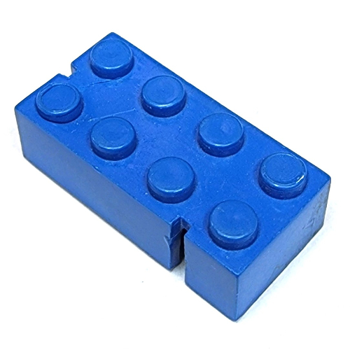 Brick 2 × 4 without Bottom Tubes, Slotted (with 2 slots, opposite corner right) in Blue