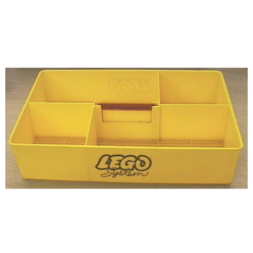 Storage Bin, with Retractable Handle on Top - LEGO System Print Yellow