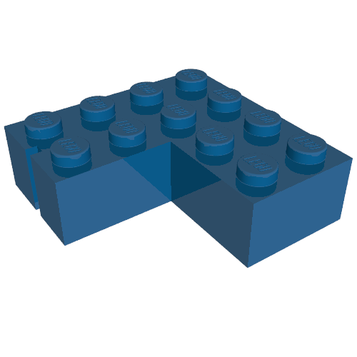 Brick 4 × 4 Corner without Bottom Tubes, Slotted (with 1 slot, right side) Blue