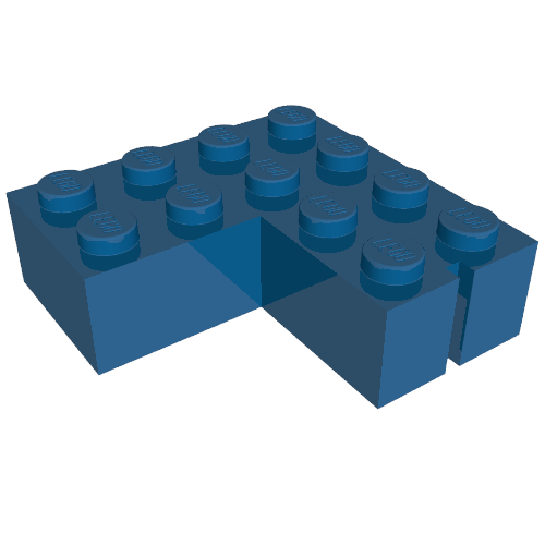 Brick 4 × 4 Corner without Bottom Tubes, Slotted (with 1 slot, left side) in Blau