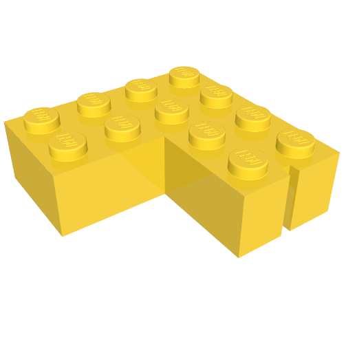 Brick 4 × 4 Corner without Bottom Tubes, Slotted (with 1 slot, left side) Yellow