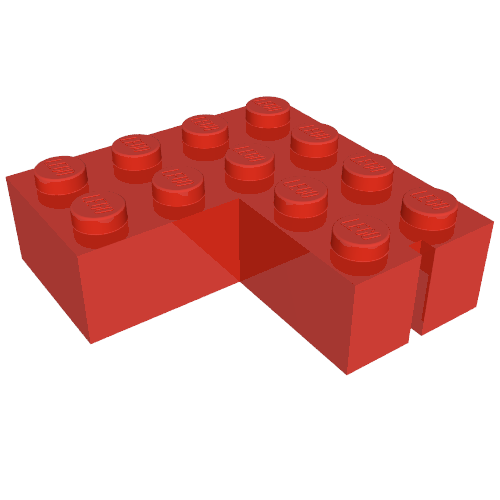 Brick 4 × 4 Corner without Bottom Tubes, Slotted (with 1 slot, left side) Rot