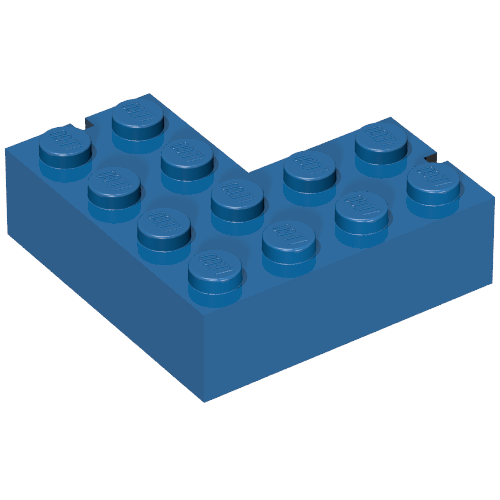 Brick 4 × 4 Corner Right with 2 Slots in Blue