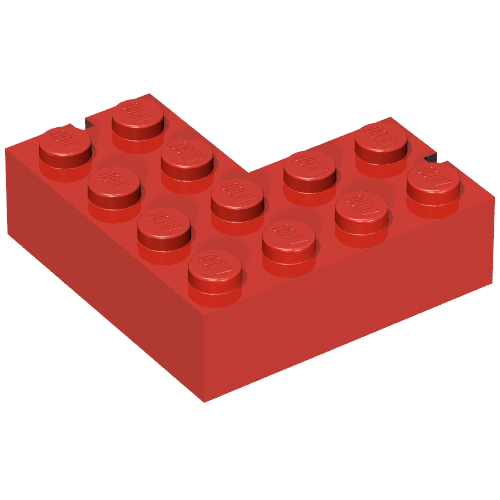 Stein 4 × 4 Ecke rechts mit 2 Schlitze Rot