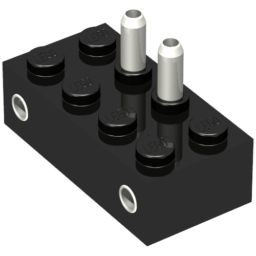 Brick 2 × 4, 4.5V for Train On/Off Switch and Hollow Pins Black
