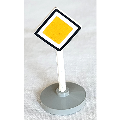 Road Sign Old Diamond with Black & White Border Major Road Print & Type 2 Base White