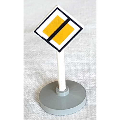 Road Sign Old Diamond with Black & White Border End of Major Road Print & Type 2 Base Weiß