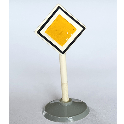Road Sign Old Diamond with Black & White Border Major Road Print & Type 1 Base Weiß