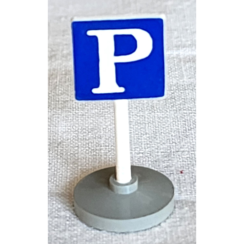 Road Sign Old Square with Parking 'P' Print & Type 2 Base Weiß